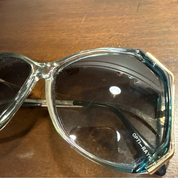 Vintage Opti-Ray Sunglasses Teal Gold - Picture 4 of 11